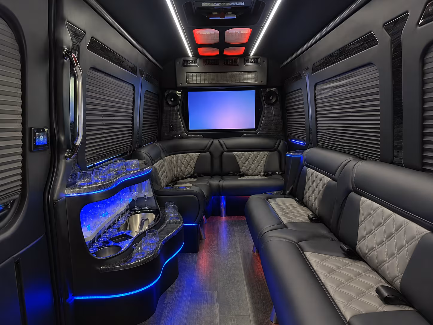 kent 50 passenger party bus interior